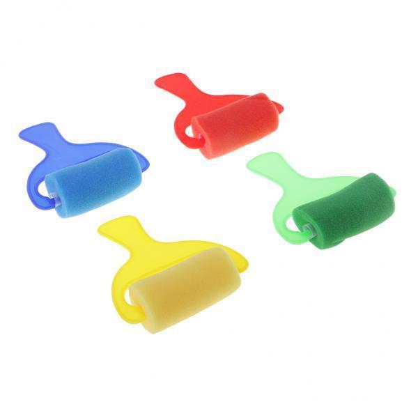 3x4Pc Foam Sponge Painting Roller Brushes for Kids Early Learning Arts Drawing
