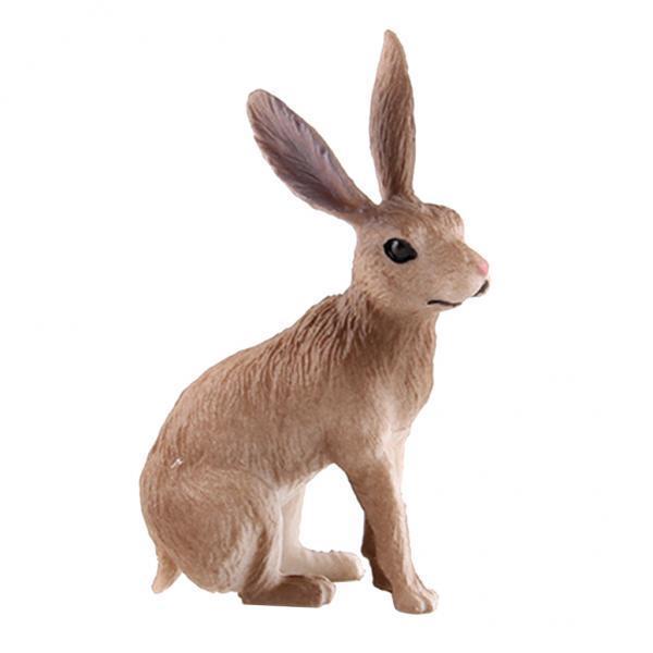 3xRealistic Rabbit Figurine Zoo Farm Animal Model Teaching Toys Tabletop Decor brown squatting