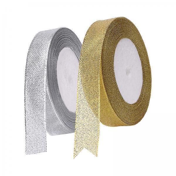 4xGlitter Ribbon 2cm Width Sewing Fabric Ribbon 25Yards for Birthday Wedding