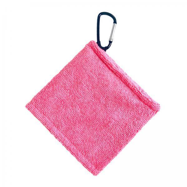 3xGolf Ball Towel with Clip Portable Golf Accessories Golf Ball Cleaner Pocket Pink