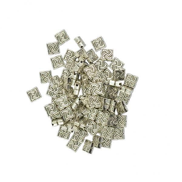 2x100 Pieces Tibetan Silver 7mm Celtic Symbol Square Spacer Beads DIY Making