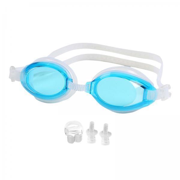 4xSwimming Goggles Adult Soft Silicone Strap Comfortable Anti Fog Swim Goggles Light Blue