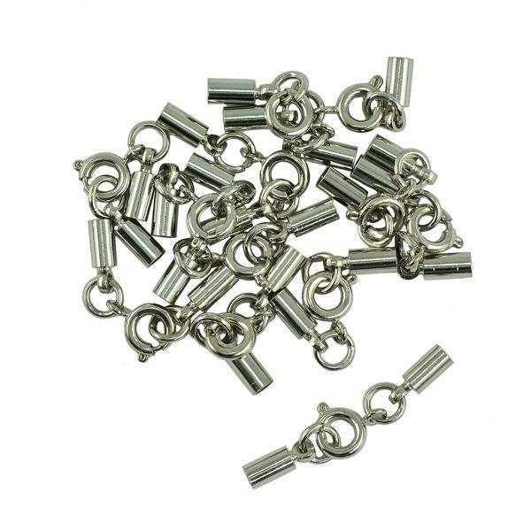 3x12pcs Round Spring Clasp Crimp Tube Bell Ends Jewelry DIY 4mm  Silver