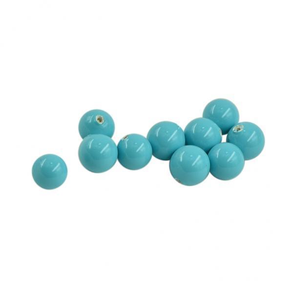 2x5 Pair Freshwater Shell Pearl Half Drilled Round Bead DIY Craft Aqua