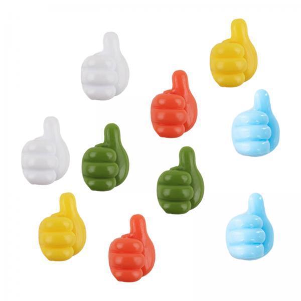3xThumb Hooks Thumb up Shape Wall Hooks Thumb Cable Organizer Random Color 10 pieces