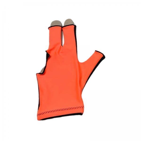 3xSnooker Open Pool Cue Glove Mitts Snooker Cue Glove 3 Fingers Billiard Glove Black Orange