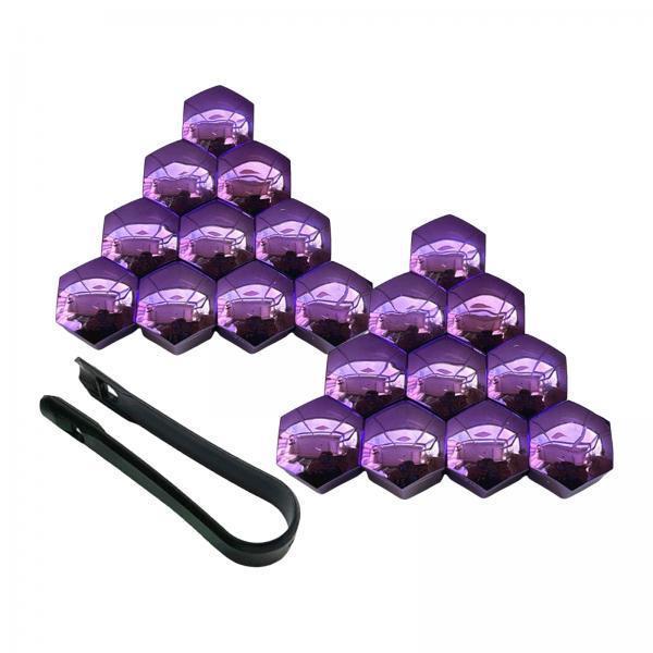 2x20 Pieces Car Wheel Nut Caps Covers Anti Rust Wheel Rim Cover Wheel Nut Caps Purple 19mm