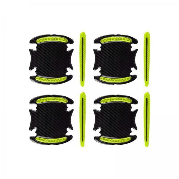 4x8 Pieces Universal Car Door Handle Scratch Protector Reflector Stickers Yellow