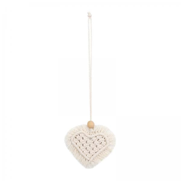 4xBoho Car Hanging Charm with Wooden Bead for Wall Hanging Car Decoration White