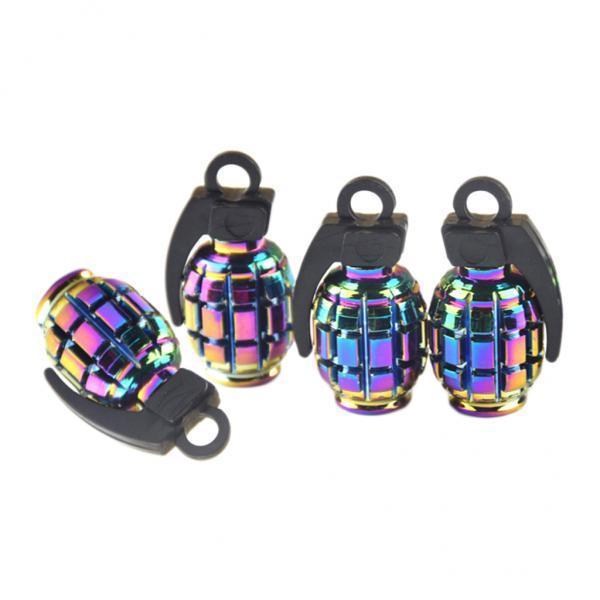 4x 4pcs Metal Schrader Tire Valve Caps Bike Motorcycle Dust Cover Grenade