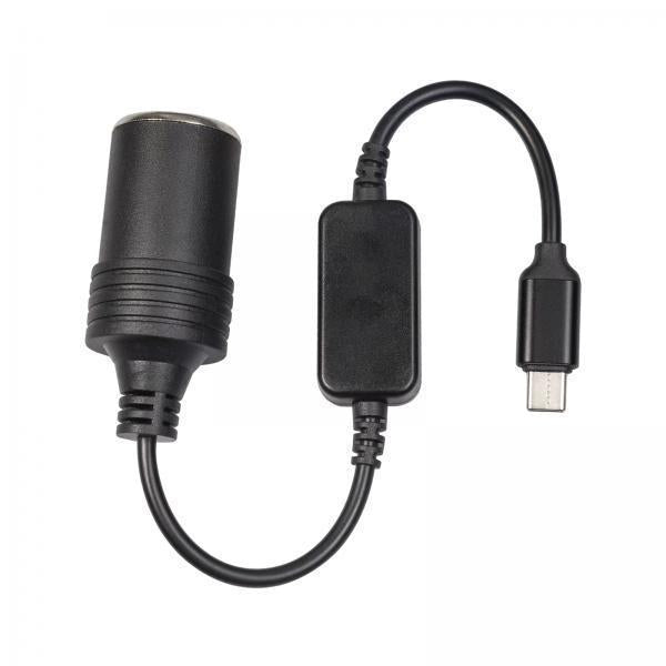 2xUSB C Male to 12V Car Cigarette Lighter Socket Female Converter Cable 12W 0.35m