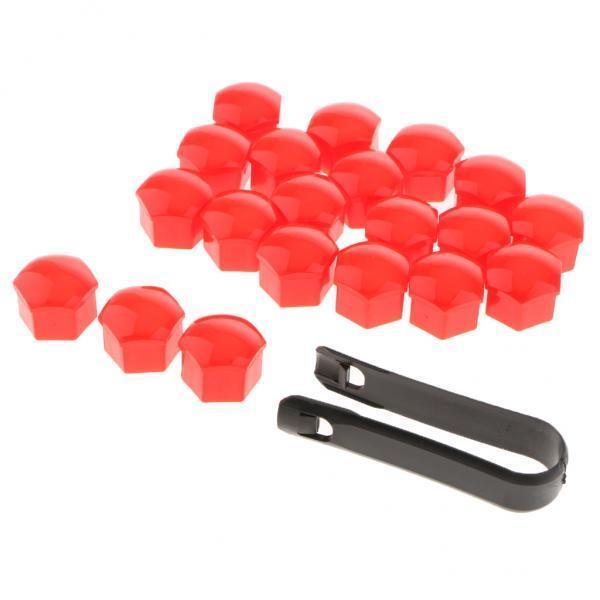 2x20Pcs Car Truck Wheel Tyre Center Hub Screw 19mm Protect Cap Red