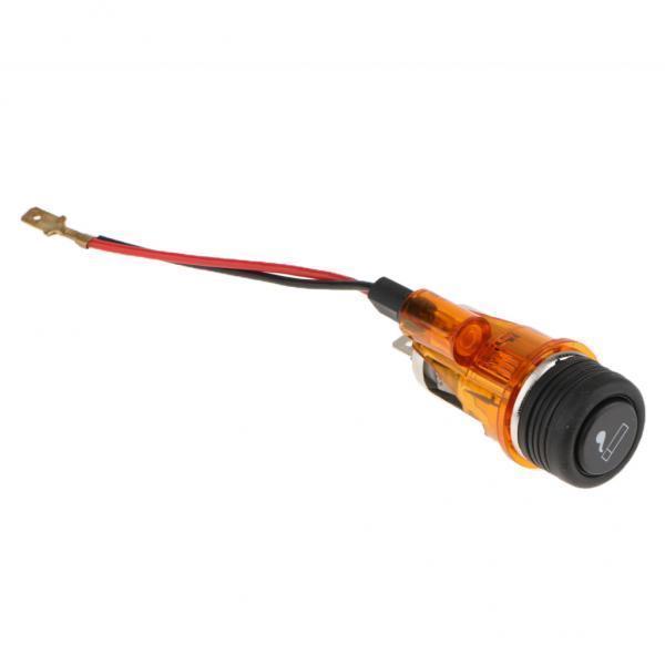 3xCar Cigarette Lighter Socket 12V Power Plug With Light Dia 2.8mm Orange