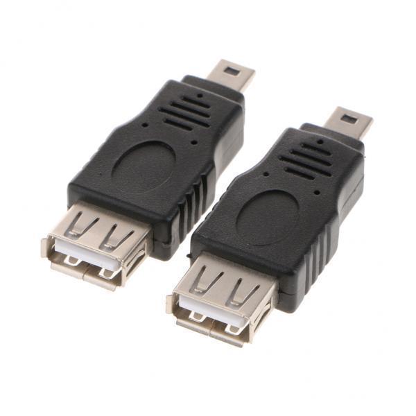 2x2Pcs Car Mini USB2.0 Male to Female Adapters Audio MP3 Converter Connectors