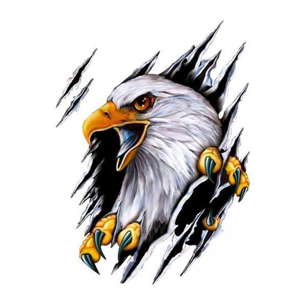 3xEagle Car Sticker Decals Simulation Cartoon for Bumpers Motorcycle Left