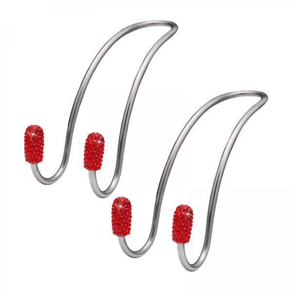 2x2Pcs Car Head Rest Hanger Hooks Grocery Purse Bags Organizer Red