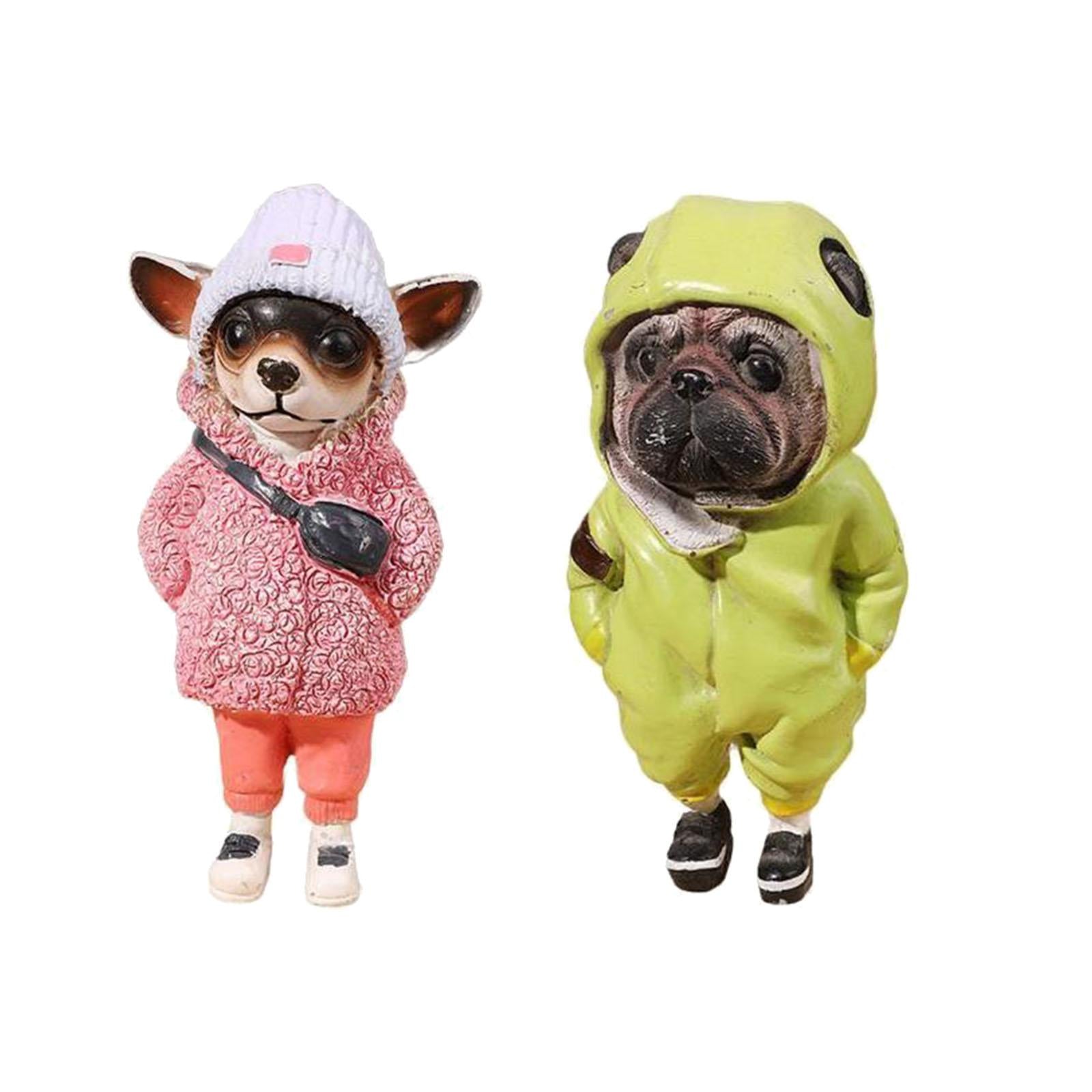 Dog Statue Home Decor Mini Resin Puppy Figurine for Living Room Bedroom