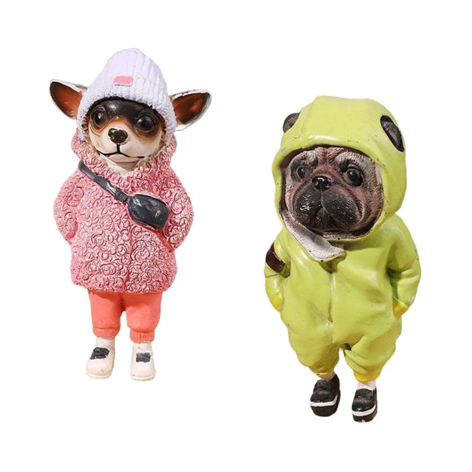Dog Statue Home Decor Mini Resin Puppy Figurine for Living Room Bedroom