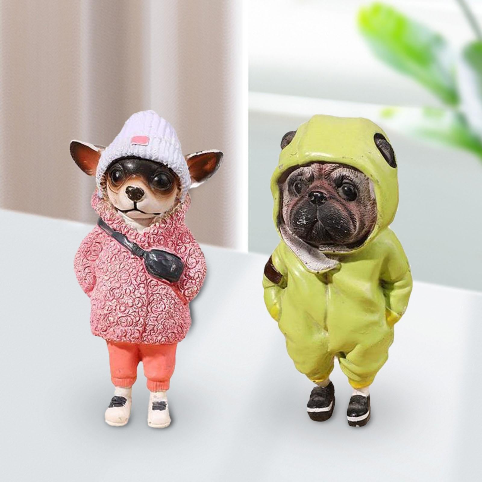 Dog Statue Home Decor Mini Resin Puppy Figurine for Living Room Bedroom