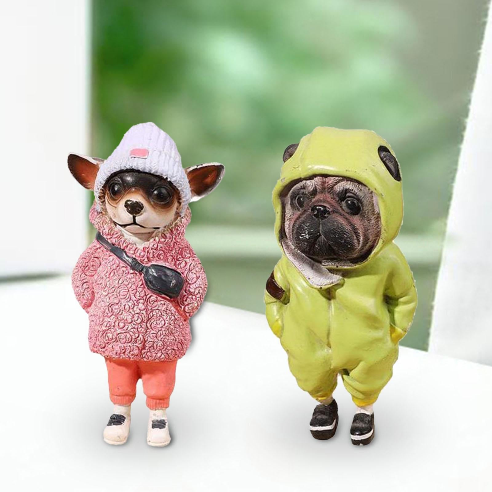 Dog Statue Home Decor Mini Resin Puppy Figurine for Living Room Bedroom