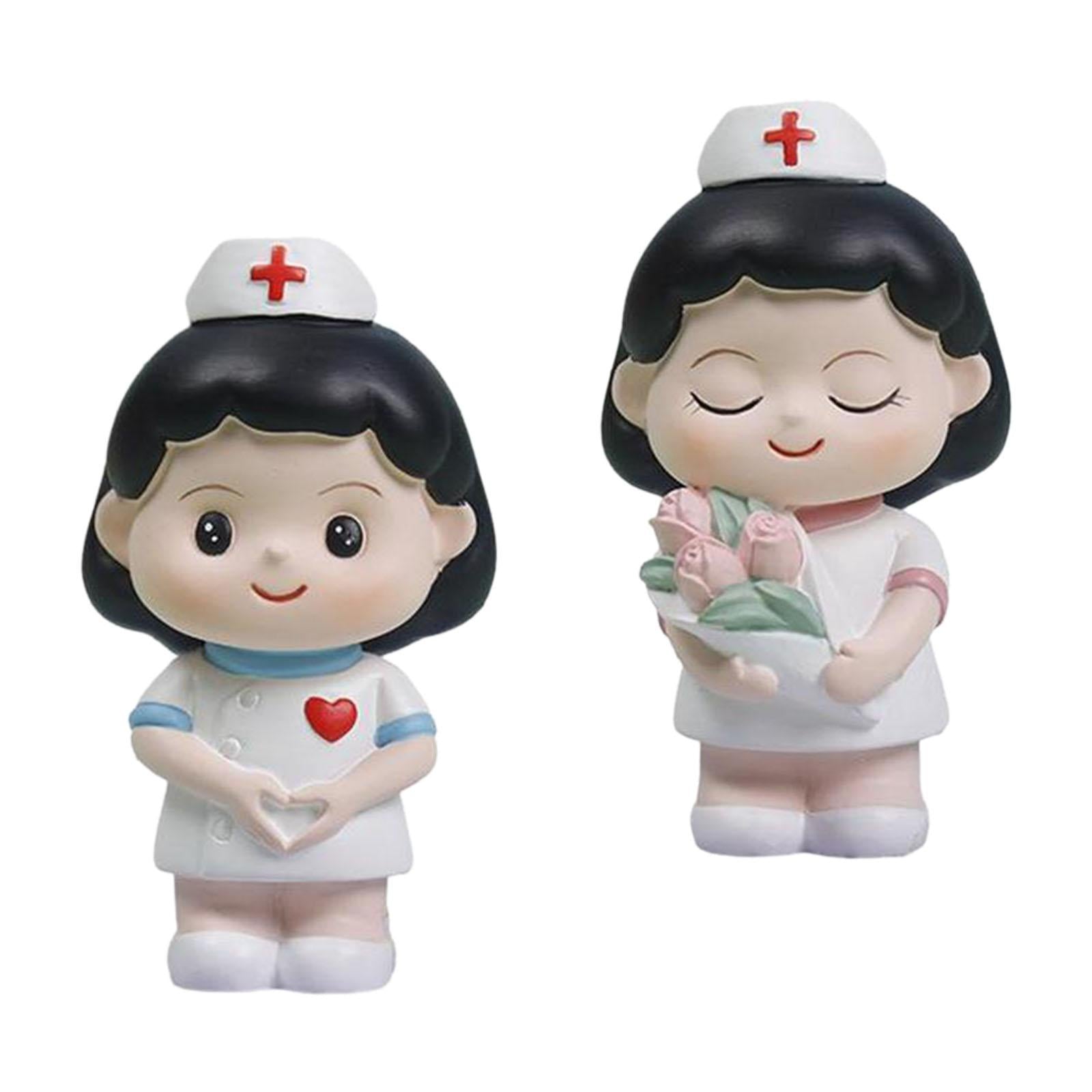 Nurse Statue Cute Handmade Cake Topper Ornament for Festival Bedroom Wedding