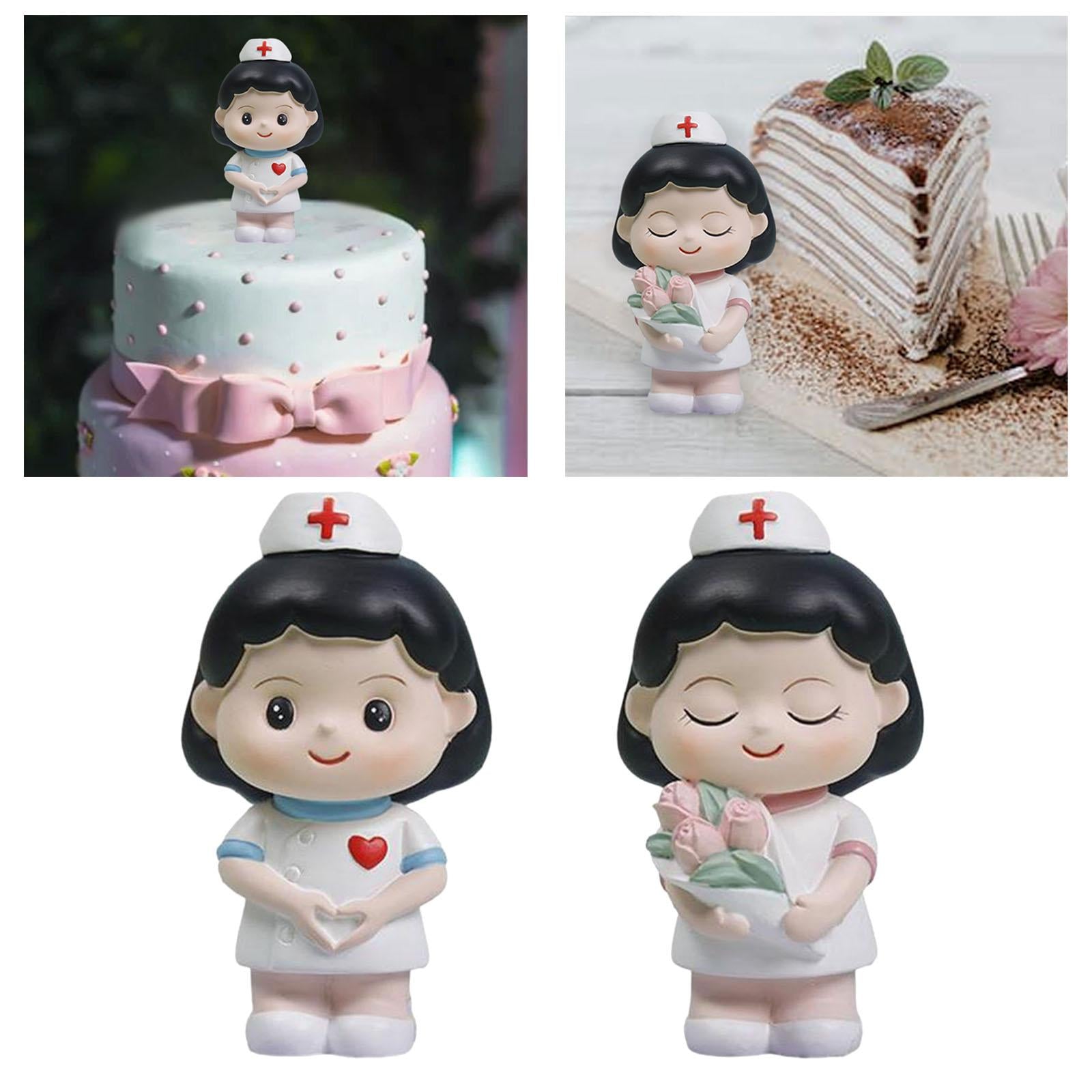 Nurse Statue Cute Handmade Cake Topper Ornament for Festival Bedroom Wedding
