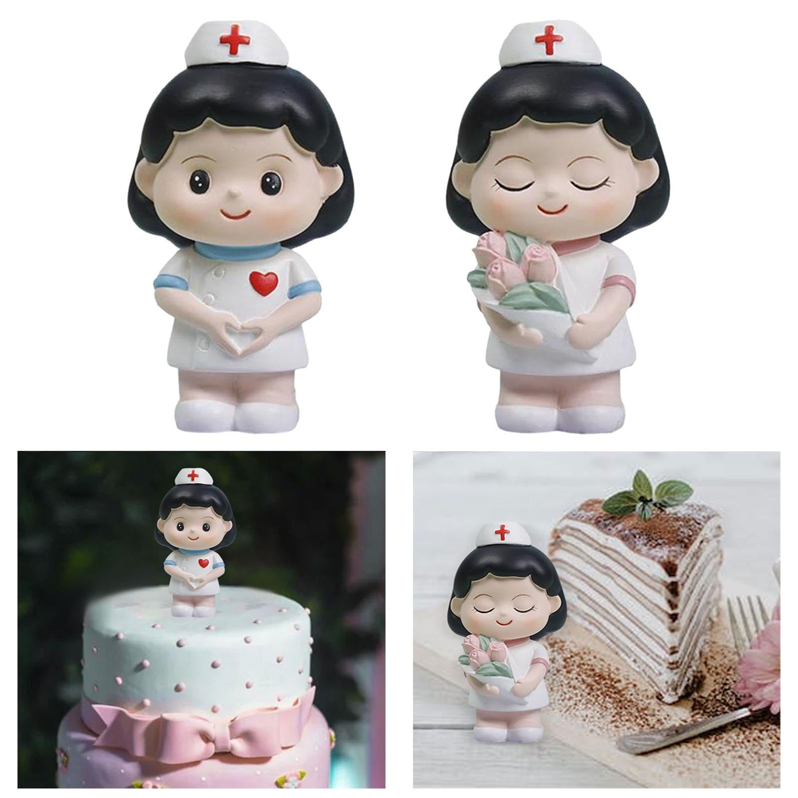 Nurse Statue Cute Handmade Cake Topper Ornament for Festival Bedroom Wedding
