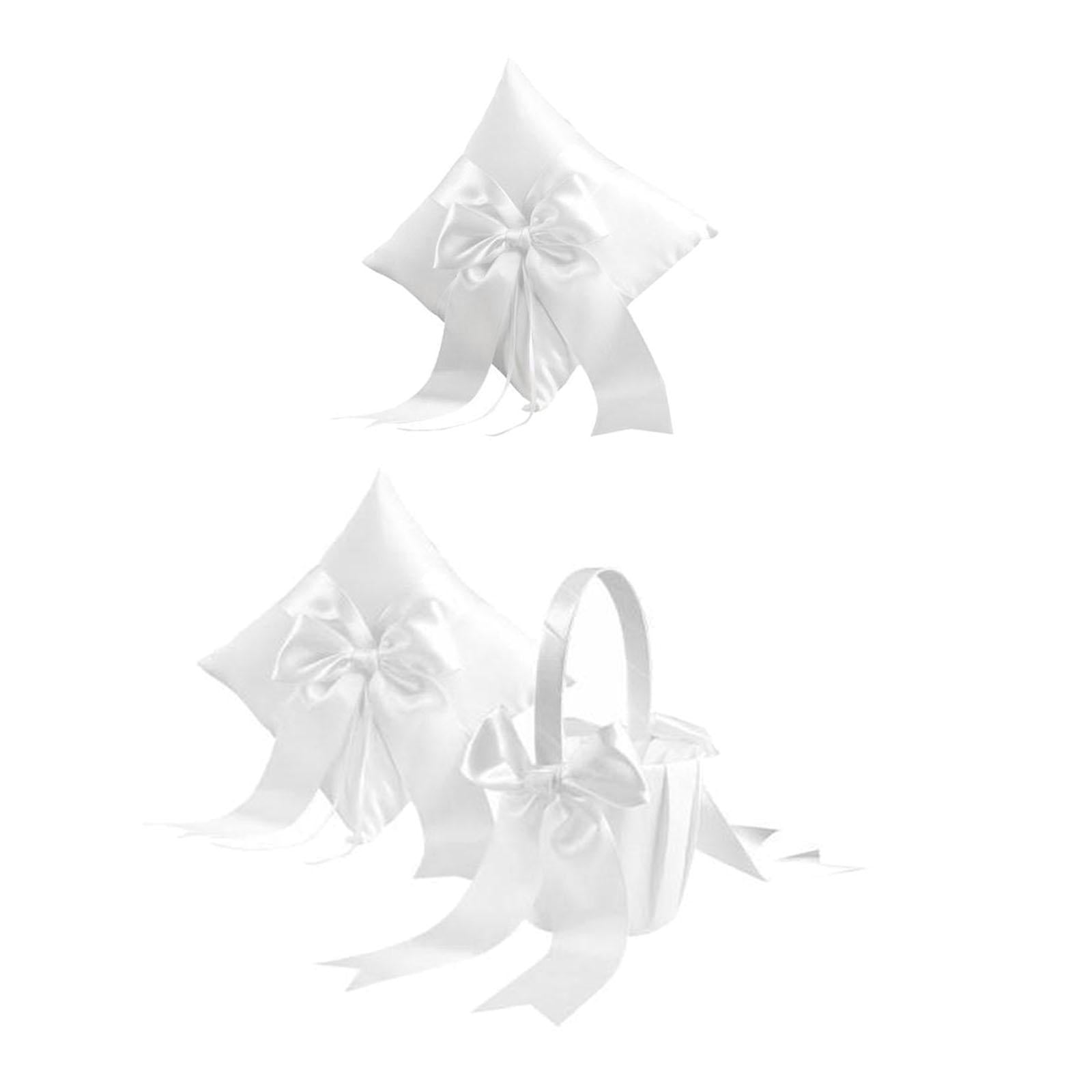  Bearer Pillow Wedding Flower Girl Basket Ribbon Decor
