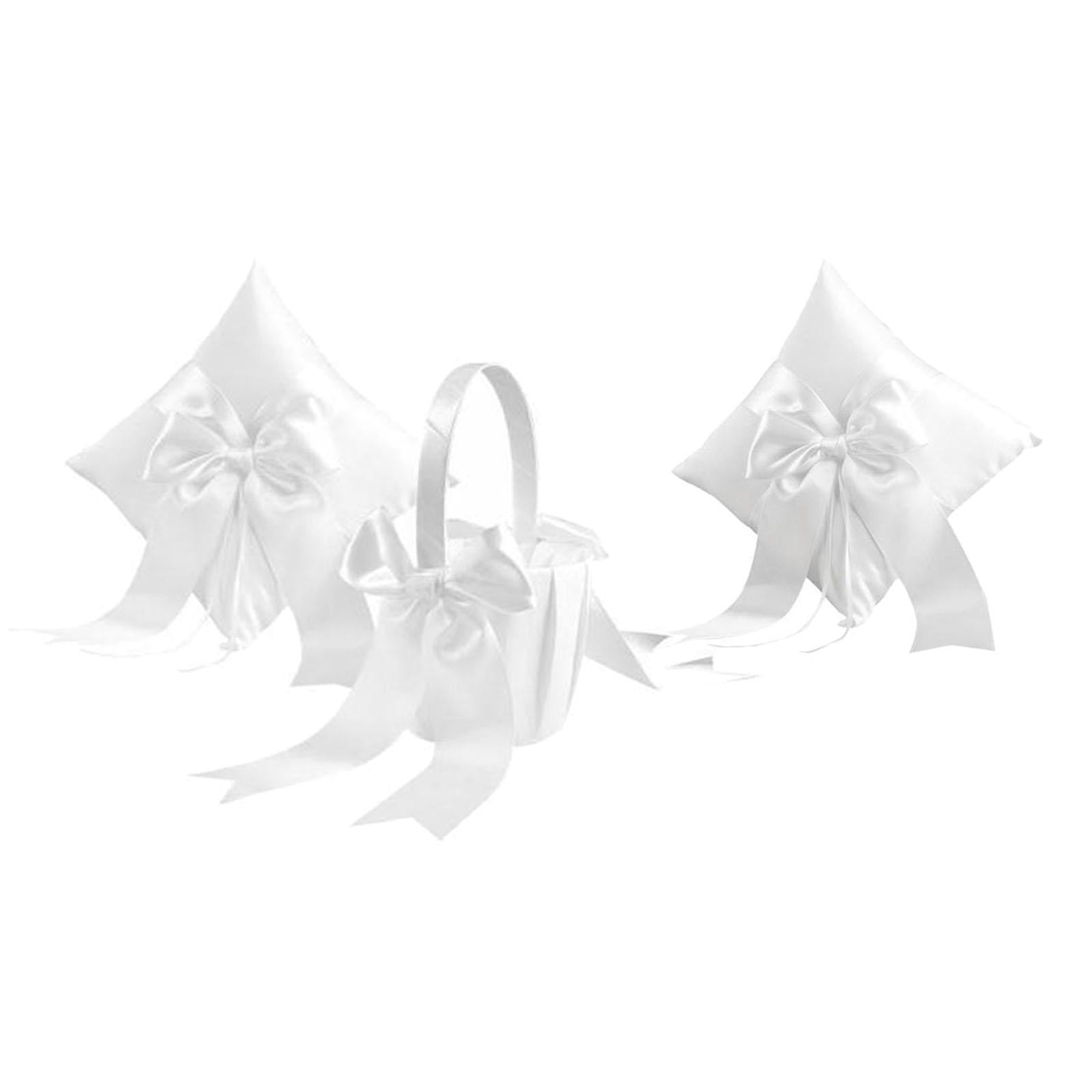  Bearer Pillow Wedding Flower Girl Basket Ribbon Decor