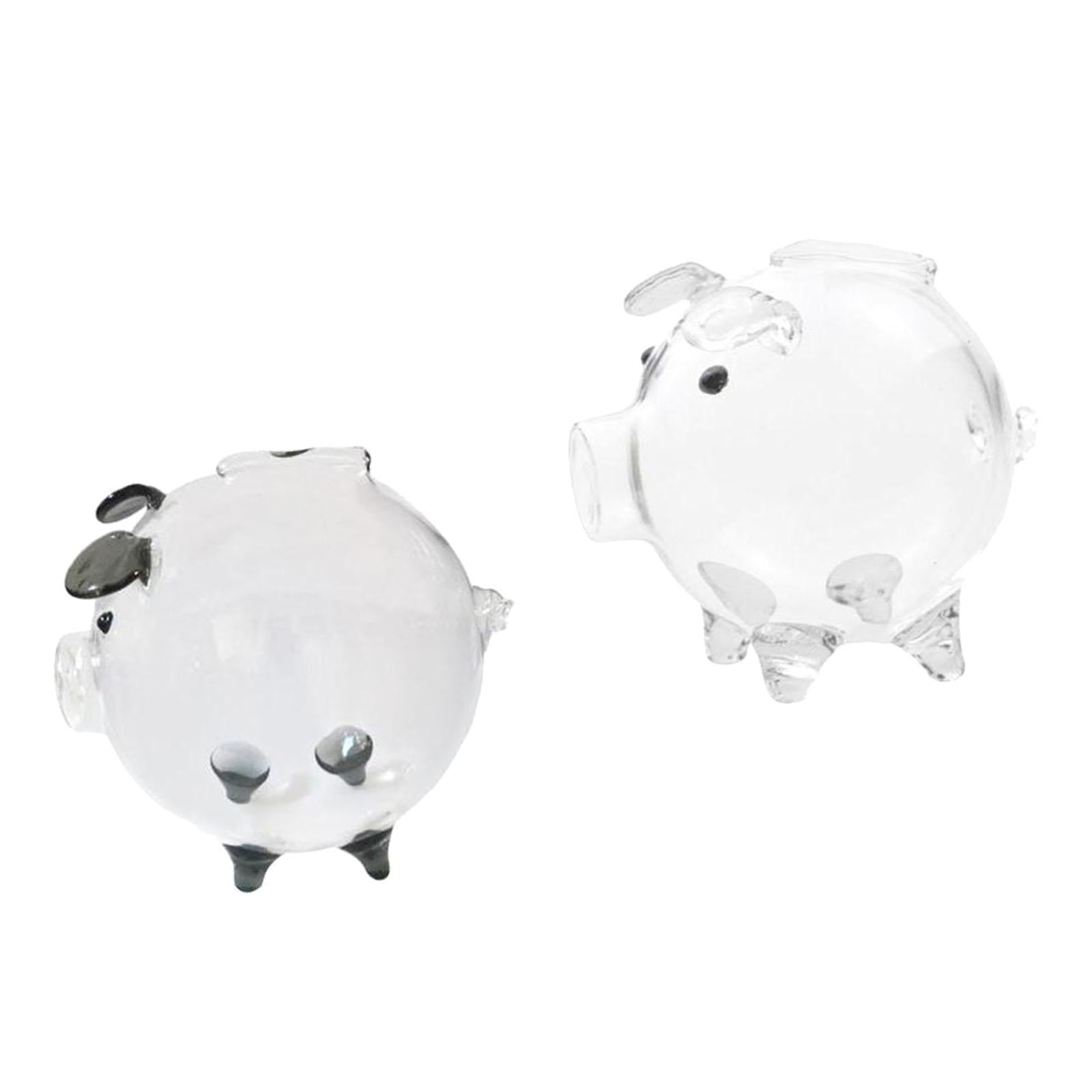 2 Glass Piggy Banks Lovely Money Saving Box for  Birthday Clear and Black