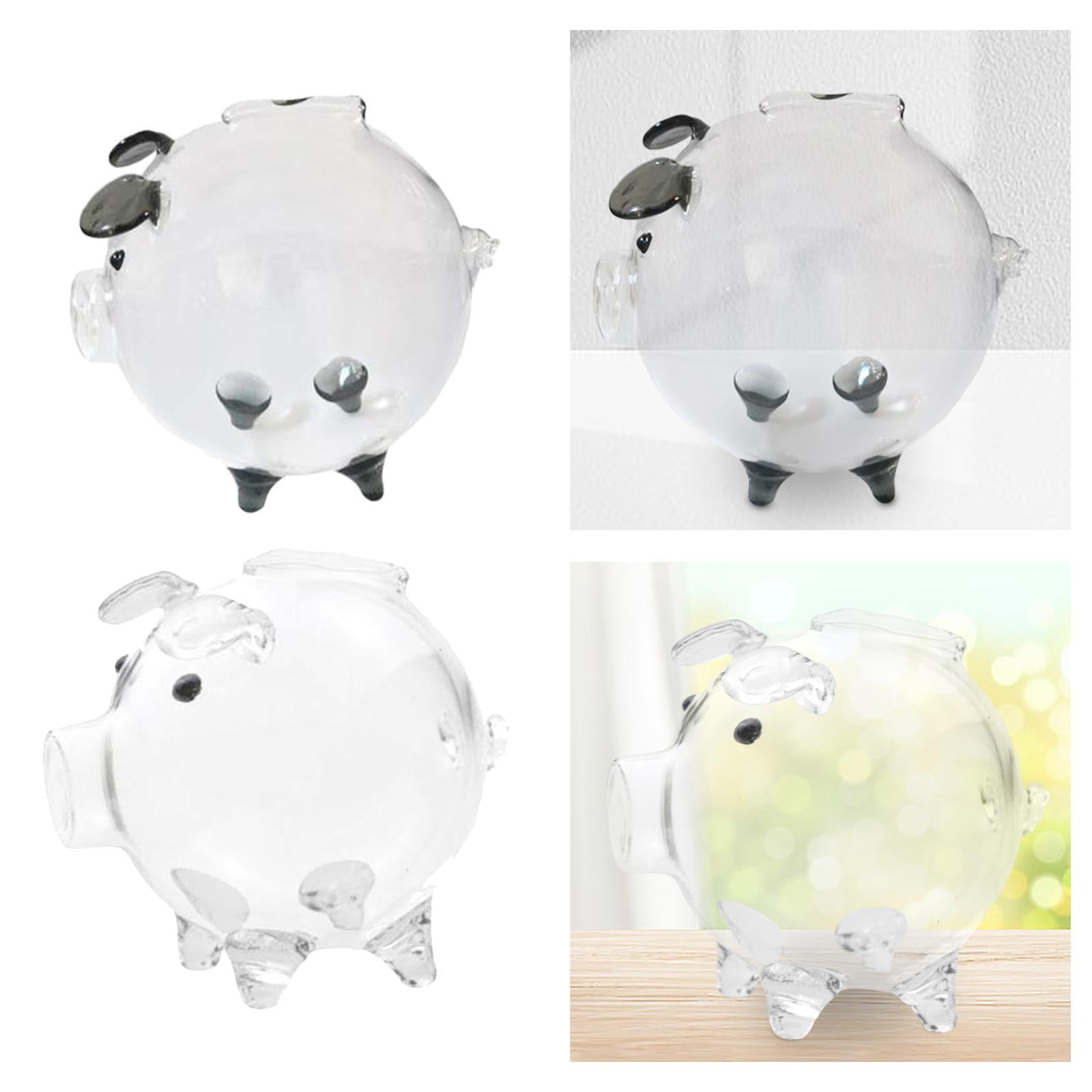 2 Glass Piggy Banks Lovely Money Saving Box for  Birthday Clear and Black
