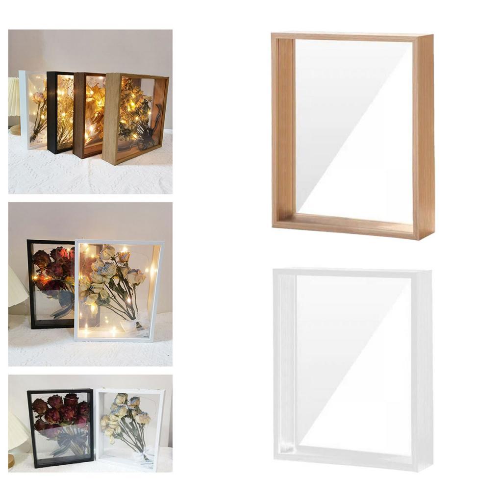 Shadow Box Frames Floating Photo Frames for Graduation Award Wood and White+Wood