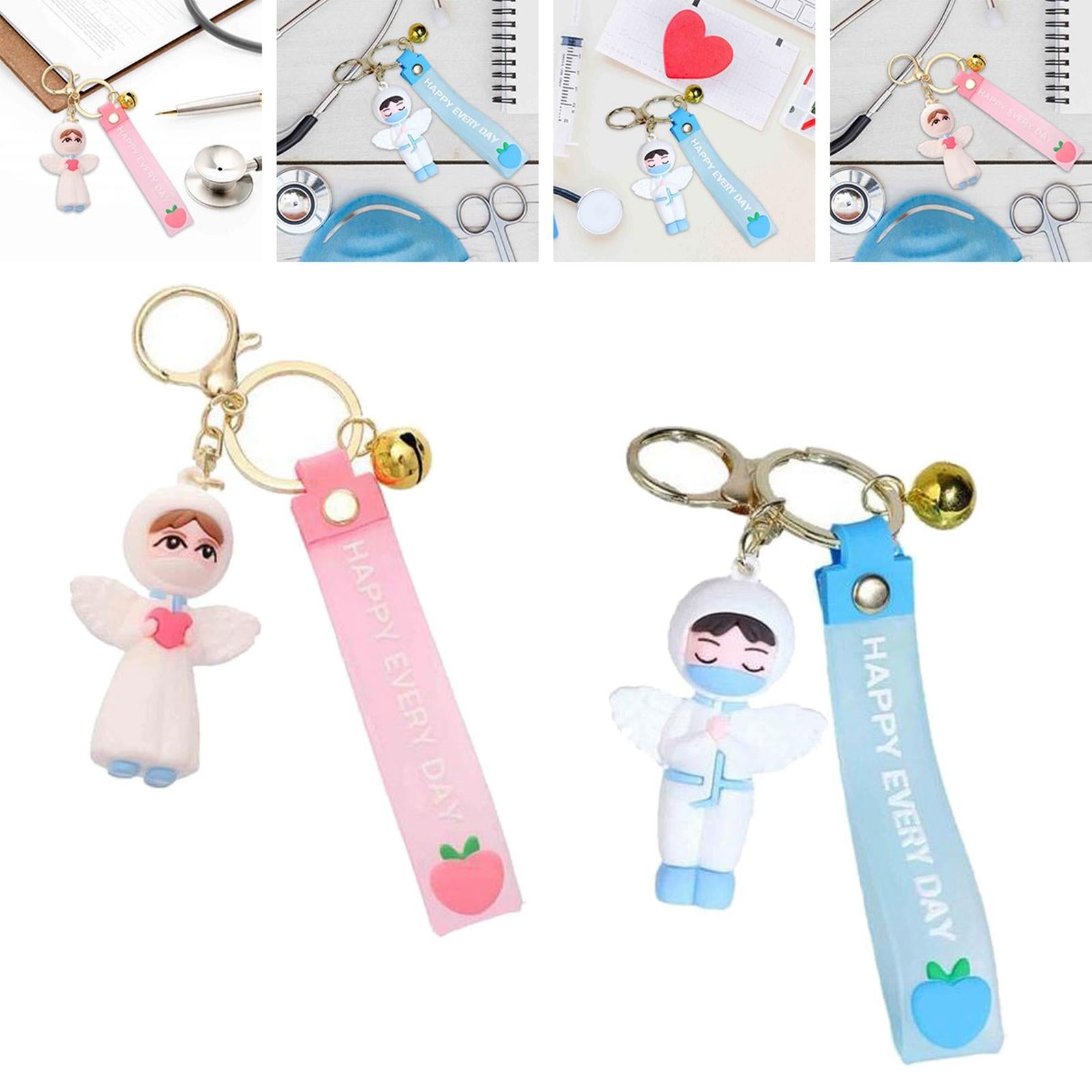 4x Pieces Nurse Gifts Nurse Keychain pink and blue for Women Nurse Day