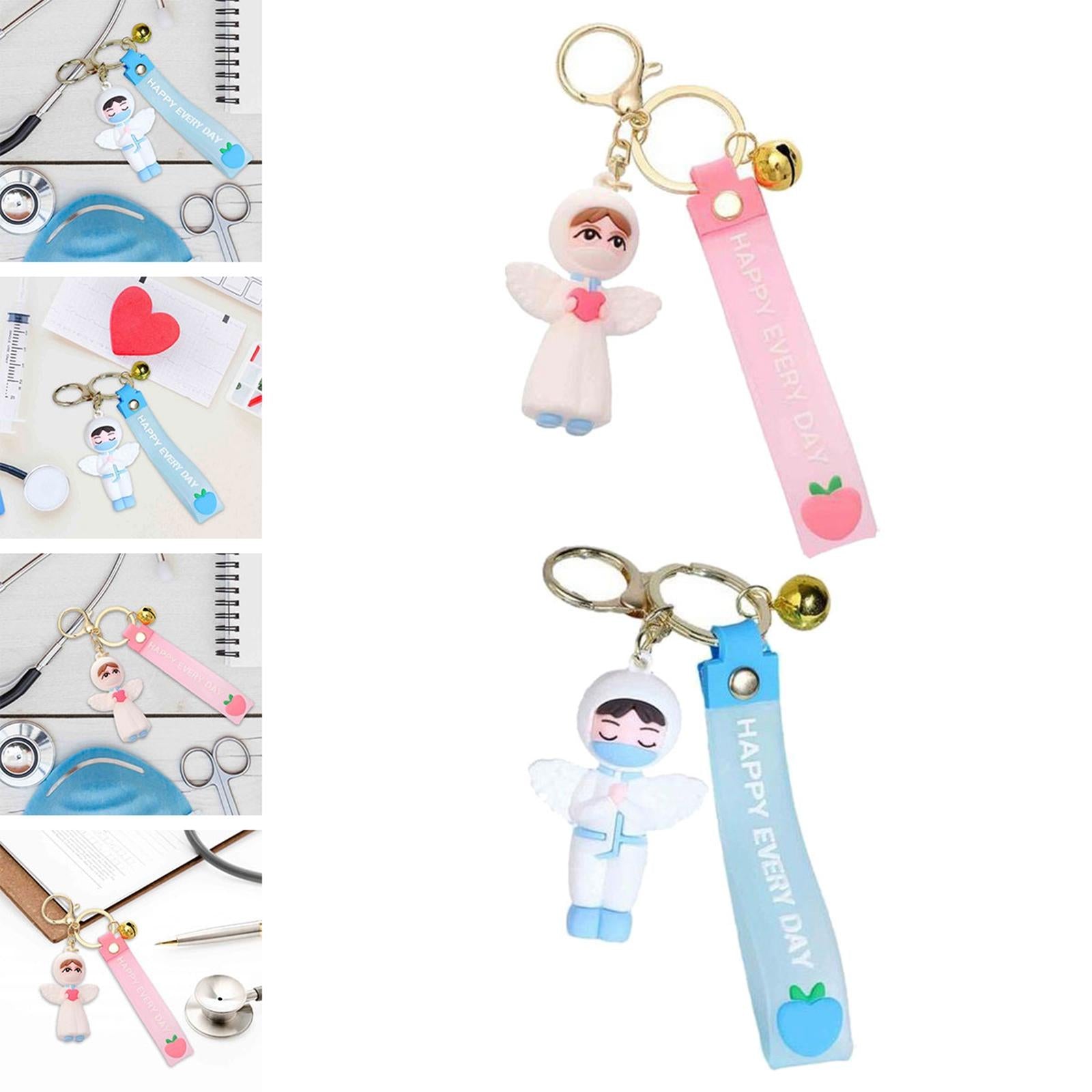 4x Pieces Nurse Gifts Nurse Keychain pink and blue for Women Nurse Day