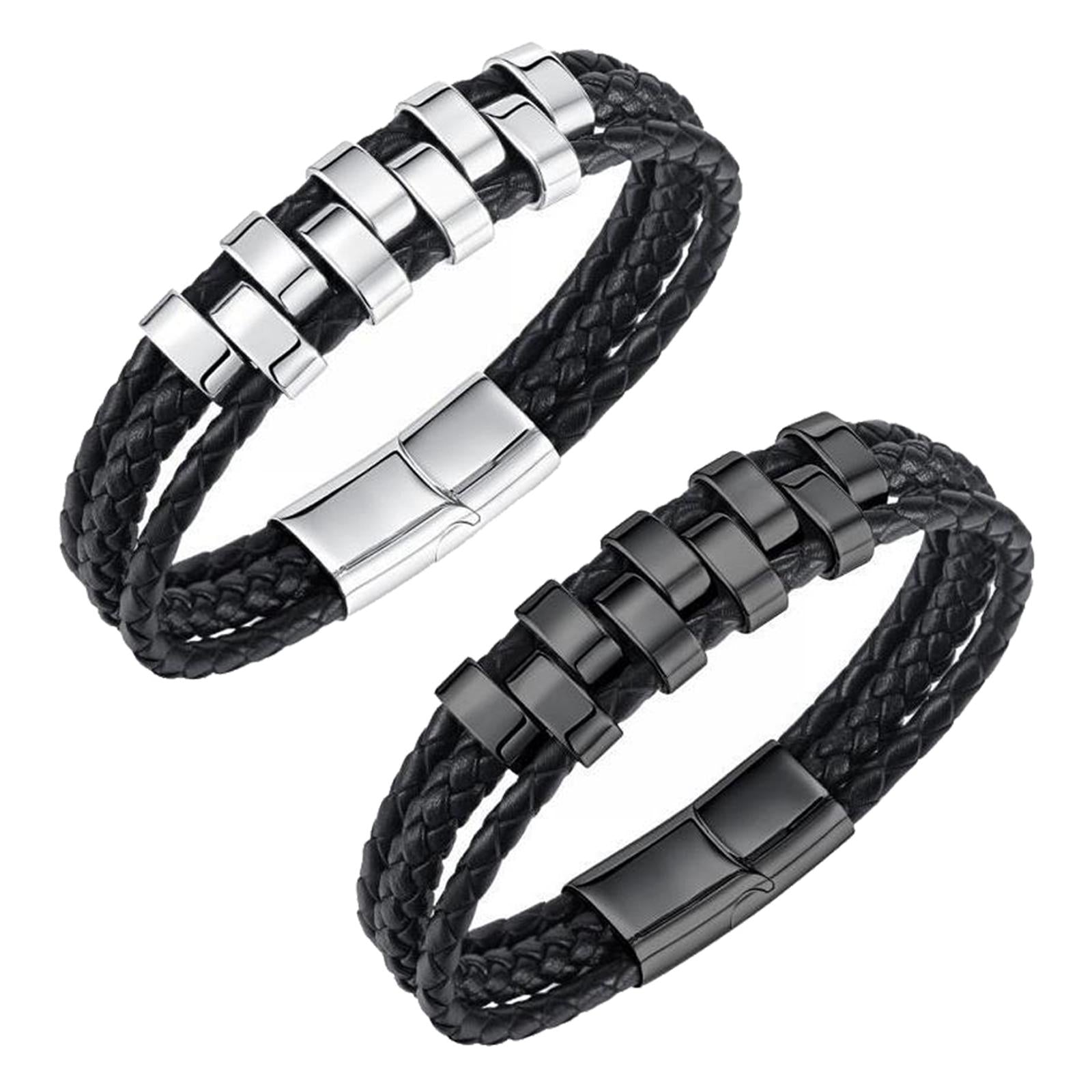 Braided Bracelet Cuff Bracelet  Rock Stackable PU Leather Bracelet