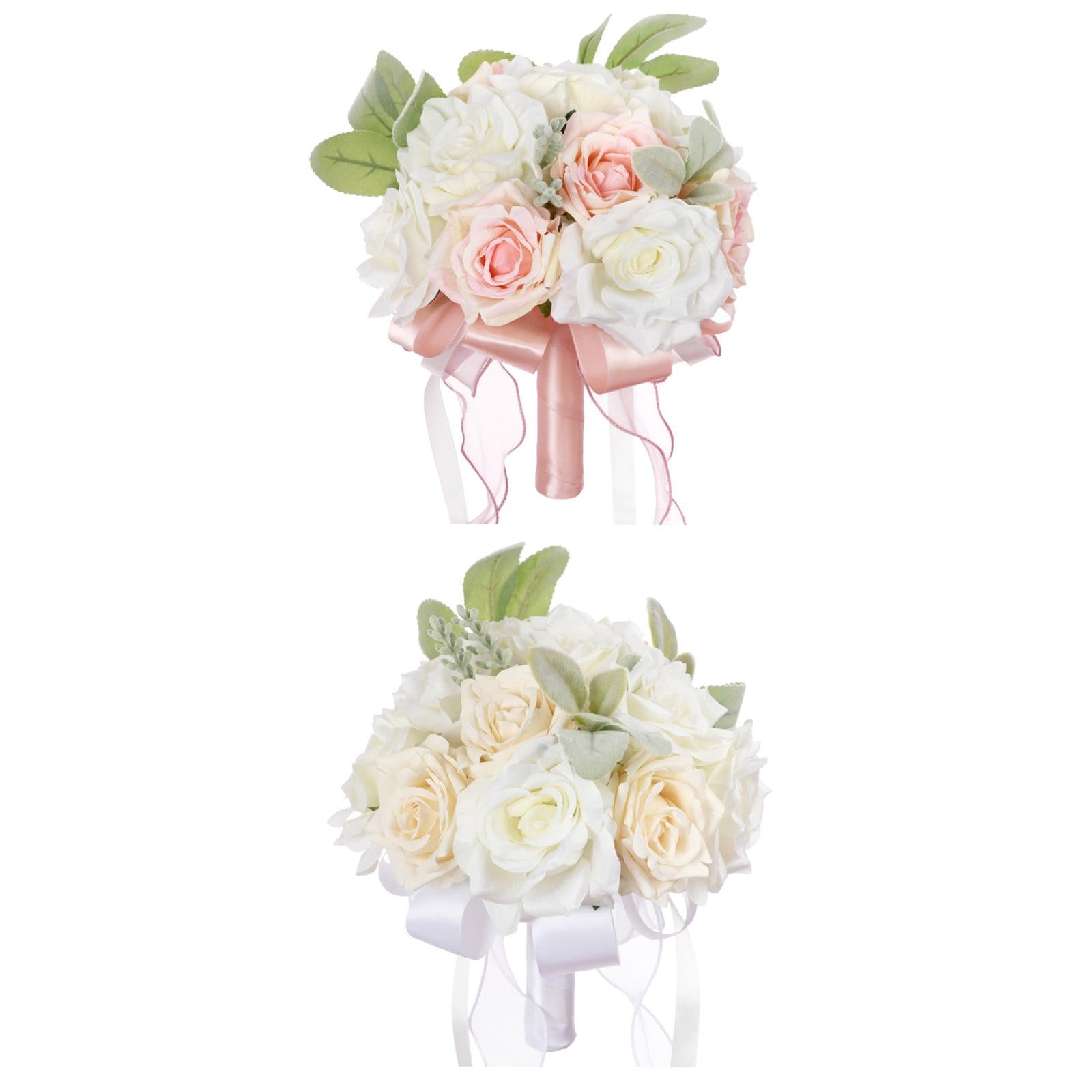 2x Wedding Bridal Bouquet Bridesmaid Bouquet Toss Bouquet White and Pink