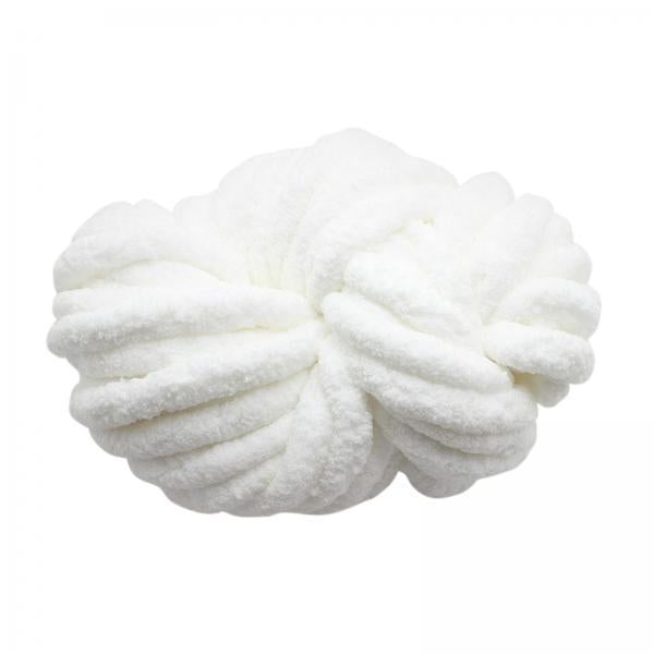 3xChunky Chenille Yarn Washable Super Bulky Yarn for Crocheting Throw Knitting Pure White