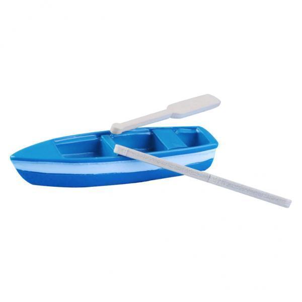 6xDIY Resin Model Small Blue Boat with Paddles for Microlandschaft Decoration