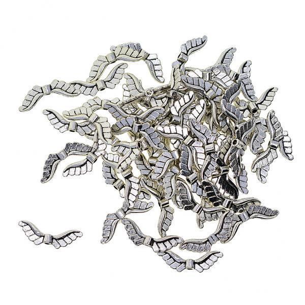6x100 Tibetan Silver Angel Wing Spacer Charm Beads Jewelry DIY Making 23x8mm