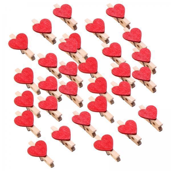 5x30pcs Mini Wooden Clothes Photo Paper Peg Clothespin Craft Clips 30MM Red