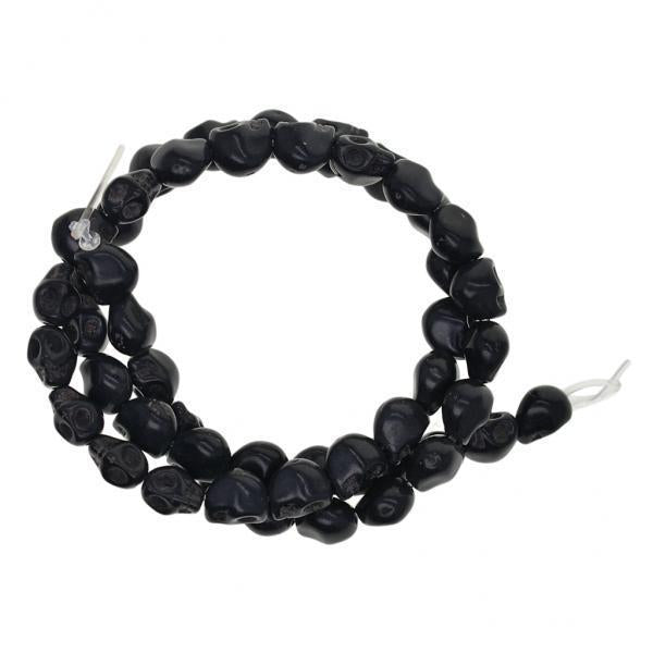 6x52 Pieces Black 3D Howlite Turquoise Skull Spacer Beads DIY Jewelry