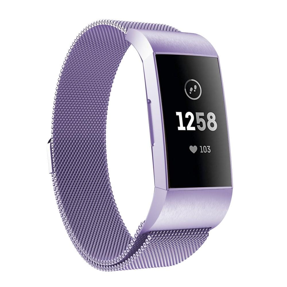 For Fitbit Charger 3 Metal Magnetic Metal Watch Strap (Purple)