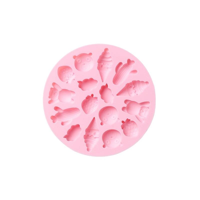 10 PCS Round Cartoon Soft Candy Jelly Steamable Silicone Mold Ice Cream Chocolate Dripping Mold, Style:Cone Cactus (Blue)