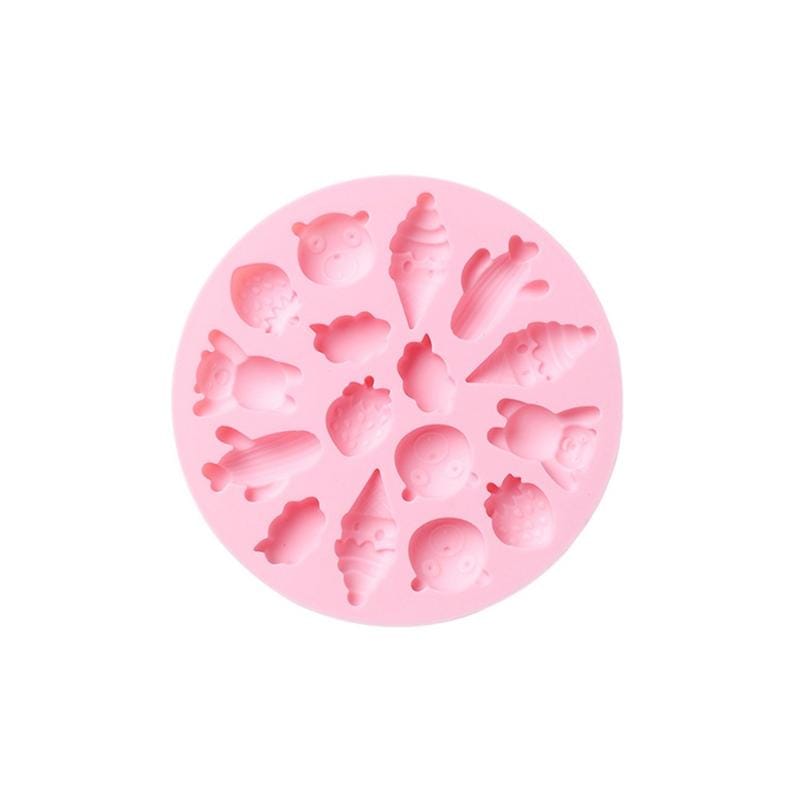 10 PCS Round Cartoon Soft Candy Jelly Steamable Silicone Mold Ice Cream Chocolate Dripping Mold, Style:Cone Cactus (Blue)
