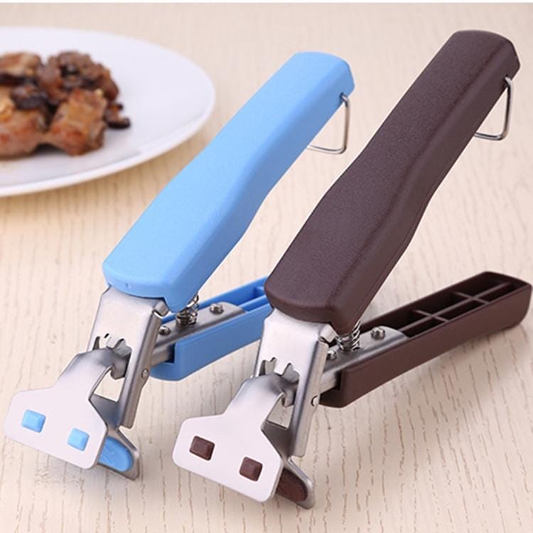 Kitchen Gadgets Stainless Steel Tray Picker Multi-function Bowl Clamp Anti-scalding Clip (Blue)