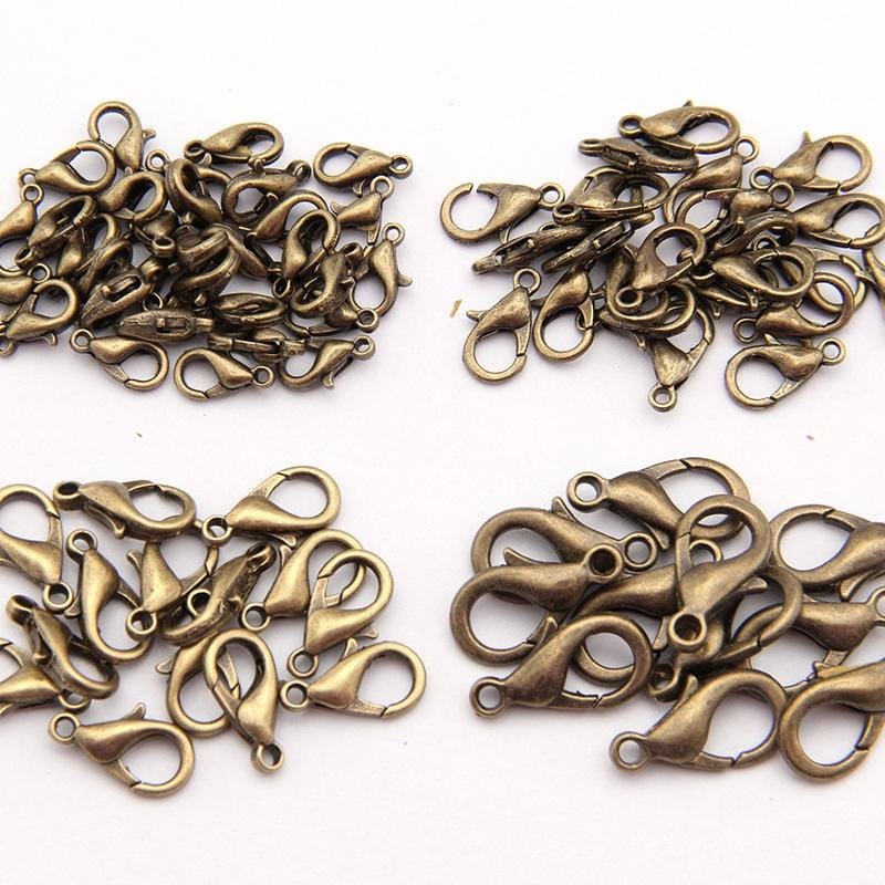 100 PCS 12mm DIY Jewelry Accessories High-quality Alloy Lobster Claw (Gold)