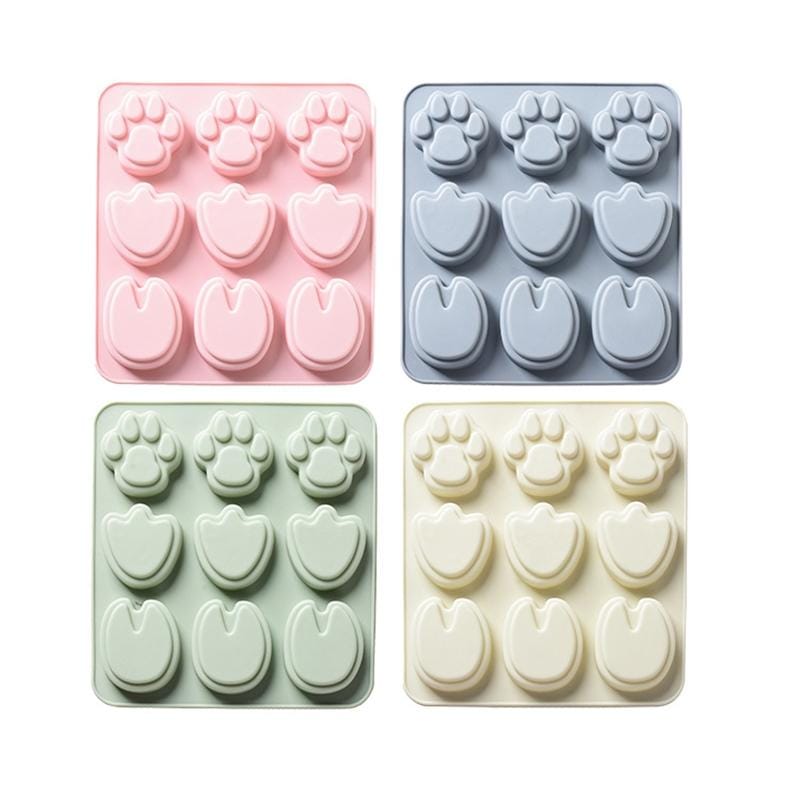 6 PCS 9 Feet Shape Silicone Cake Chocolate Mold Baking Mold Handmade Soap Mold Ice Tray (Green)