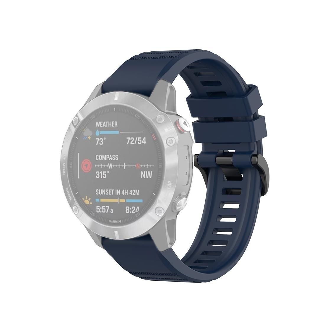 For Garmin Fenix 6 22mm Quick Release Official Texture Wrist Strap Watchband with Metal Button (Midnight Blue)