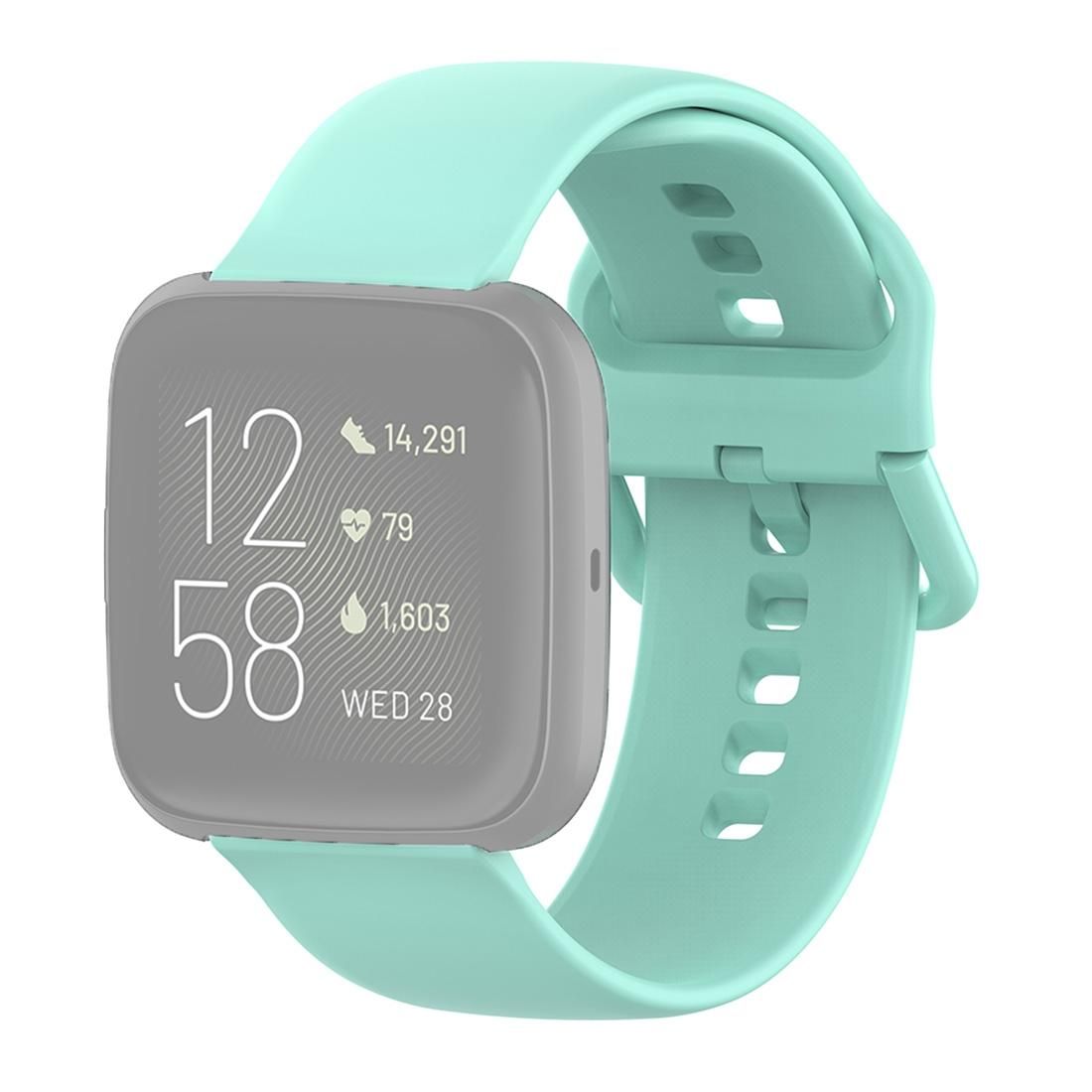 23mm Color Buckle Silicone Wrist Strap Watch Band for Fitbit Versa 2 / Versa / Versa Lite / Blaze, Size: L (Green)