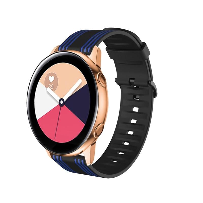 20mm For Huami Amazfit GTS / Samsung Galaxy Watch Active 2 / Huawei Watch GT2 42MM Striped Silicone Strap (Black blue)